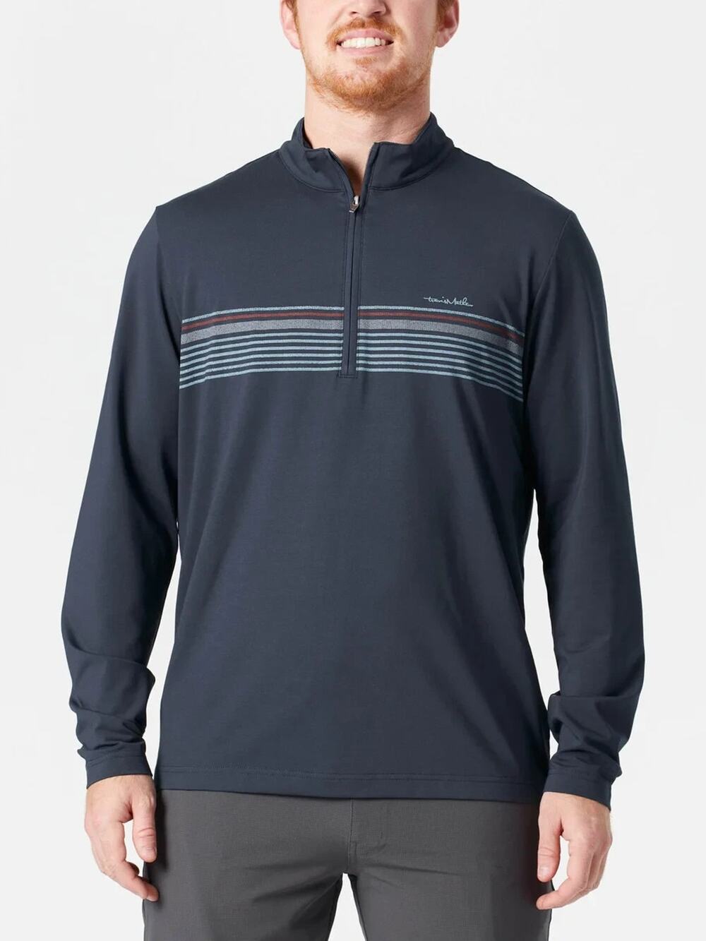 Travis Mathew Shirt L Blue Make Music Polo 1/4 Zip Long Sleeve Mock Golf A010460